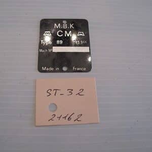 Plaque constructeur AV 89 21162