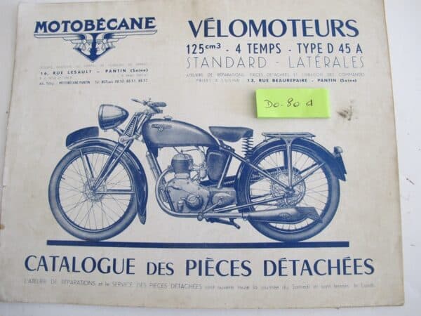 Catalogue des pièces détachées D 45 A